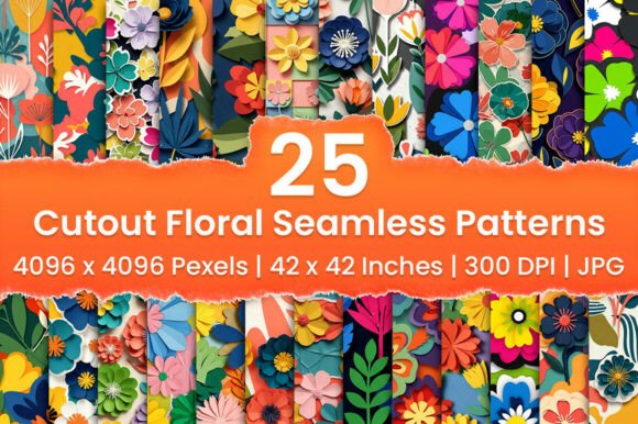 Download Cutout Floral Seamless Patterns - Premium Bundle
