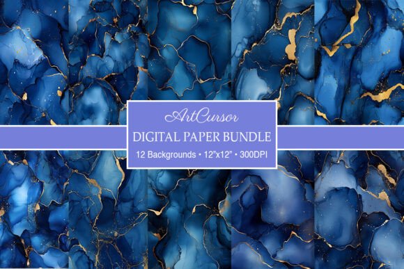 Download Navy Blue &amp; Gold Alcohol Ink Backgrounds - Ink Collection