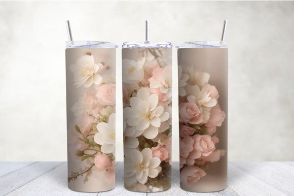 Download 3D Beige Pink Flowers Tumbler Wrap - Ink Collection