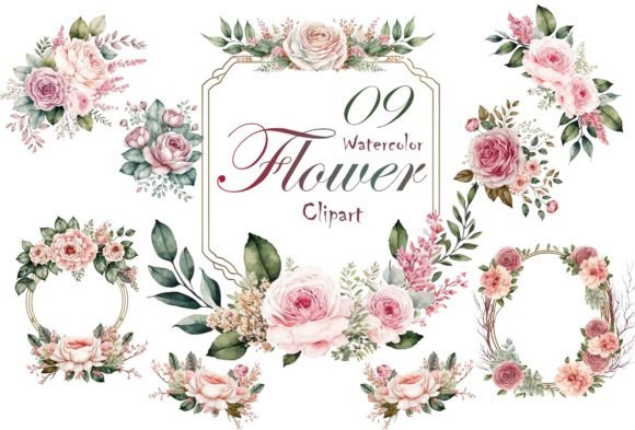 Download Pink Roses Watercolor Flower Clipart - Ink Collection