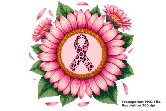 Download Pink Leopard Ribbon Flower Art PNG - Ink Collection
