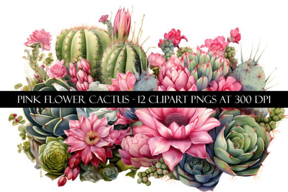 Download Pink Flower Cactus Clipart - Ink Collection