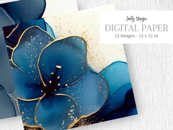 Download Navy Blue Alcohol Ink &amp; Golden Glitter - Ink Collection