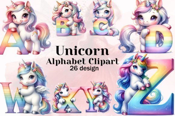 Download Cute Unicorn Alphabet Clipart PNG - Alphabet clipart Collection