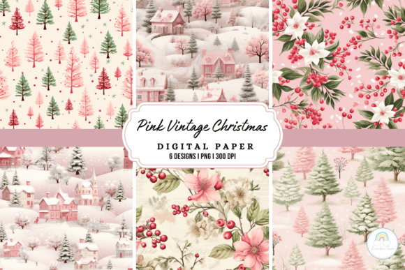 Download Vintage Pink Christmas Background - Ink Collection