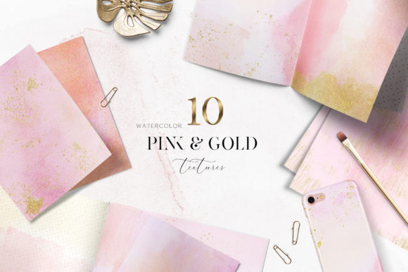 Download Pink and Gold Watercolor Textures - Ink Collection