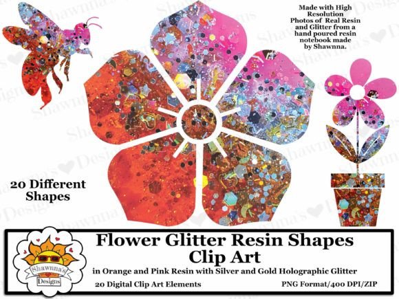 Download Orange and Pink Flower Shapes Clipart - Ink Collection