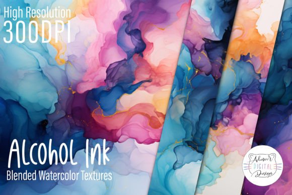 Download Alcohol Ink Blended Watercolor Textures - Ink Collection