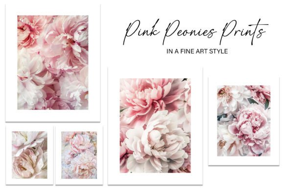 Download Pink Peonies Fine Art Style Wall Prints - Ink Collection