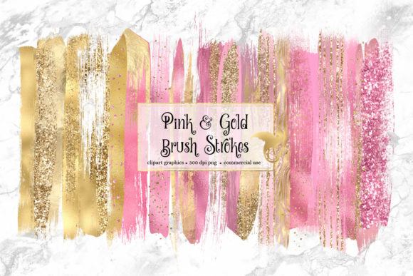 Download Pink and Gold Brush Strokes Clipart - Brush Collection