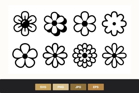 Download Simple Black and White Flower Shapes - Premium Resources