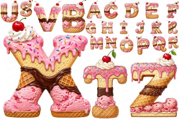 Download Ice Cream Sweets Alphabet Clipart - Alphabet clipart Collection