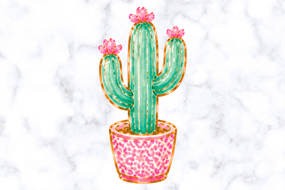 Download Pink Leopard Cactus Clipart - Ink Collection