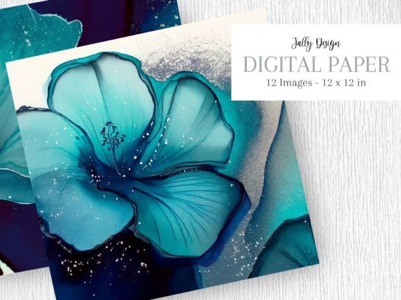 Download Navy Blue Alcohol Ink &amp; Mint Glitter Art - Ink Collection