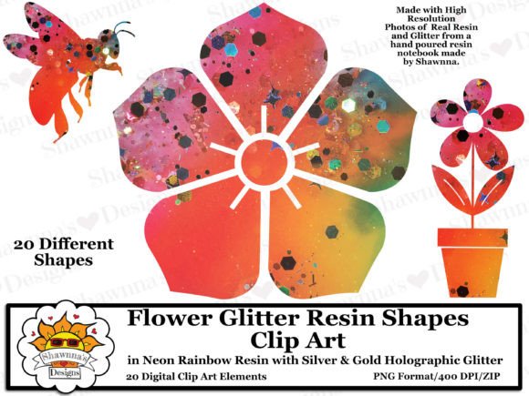 Download Neon Rainbow Resin Flower Shapes Clipart - Flower shapes clipart Collection