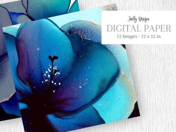 Download Navy Blue Alcohol Ink Flower &amp; Glitter - Ink Collection