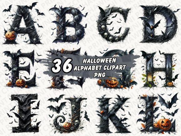 Download Halloween Alphabet Clipart Sublimation - Alphabet clipart Collection