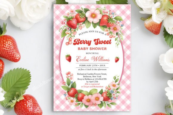 Download Berry Sweet Strawberry Pink Girl Invite - Ink Collection