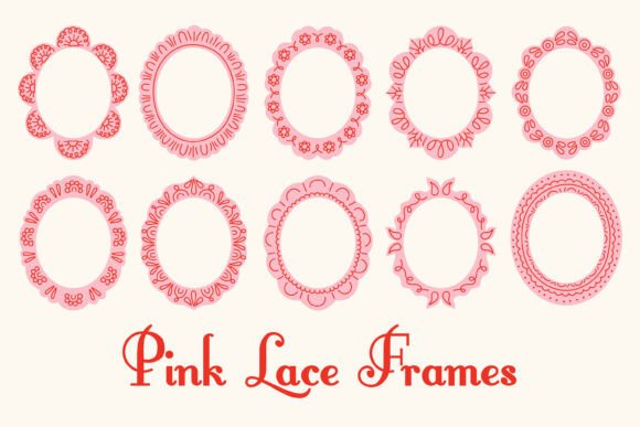 Download Pink Lace Oval Frames PNG Card Template - Ink Collection